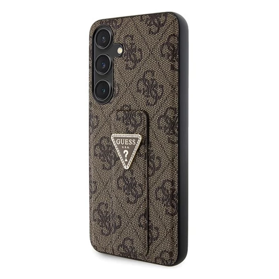 Guess Grip Stand 4G Triangle Strass Samsung Galaxy S24 hátlap tok, barna GUHCS24SPGS4TDW