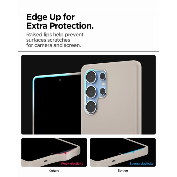 Spigen Silicone Fit MagFit Samsung Galaxy S25 Ultra tok, Natural Titanium, átlátszó