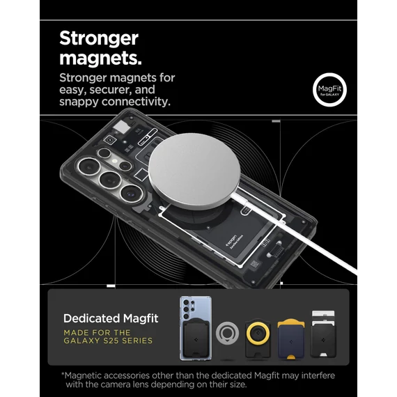 Spigen Ultra Hybrid MagFit Samsung Galaxy S25 Ultra tok, Zero One, fekete