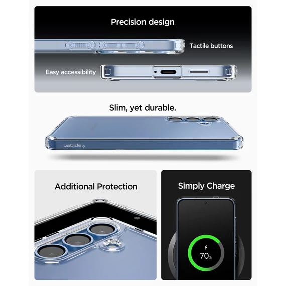 Spigen Ultra Hybrid Samsung Galaxy S25+ tok, Crystal Clear, átlátszó