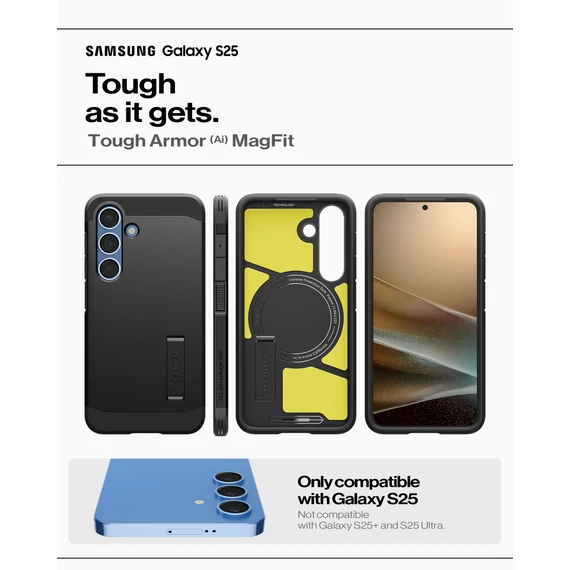 Spigen Tough Armor MagFit Samsung Galaxy S25 tok, Black, fekete