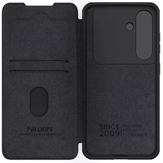 Nillkin Qin Pro Samsung Galaxy S25+ bőr flip tok, fekete