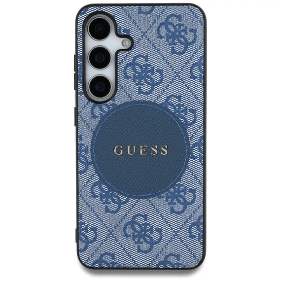 Guess 4G Round Patch Classic Logo Samsung Galaxy S25+ MagSafe kemény hátlap tok, kék
