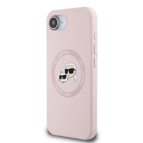 Karl Lagerfeld Liquid Silicone K&CH Heads Apple iPhone 16e MagSafe tok, rózsaszín