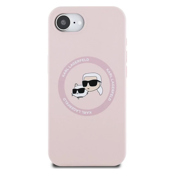 Karl Lagerfeld Liquid Silicone K&CH Heads Apple iPhone 16e MagSafe tok, rózsaszín
