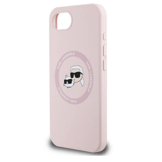 Karl Lagerfeld Liquid Silicone K&CH Heads Apple iPhone 16e MagSafe tok, rózsaszín