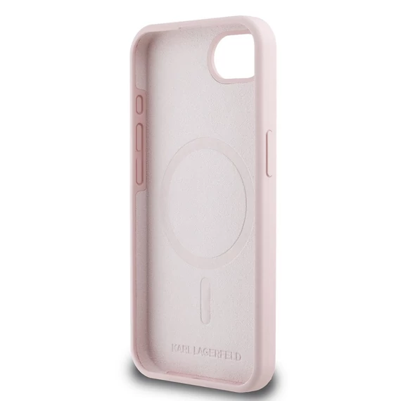Karl Lagerfeld Liquid Silicone K&CH Heads Apple iPhone 16e MagSafe tok, rózsaszín