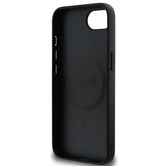 Guess PU 4G Small Metal Logo Apple iPhone 16e MagSafe hátlap tok, sötétszürke