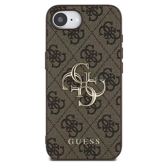 Guess PU 4G Metal Logo Apple iPhone 16e hátlap tok, barna