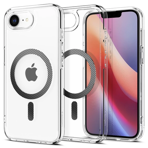Spigen Ultra Hybrid MagFit Apple iPhone 16e MagSafe tok, Carbon Fiber,  átlátszó-fekete