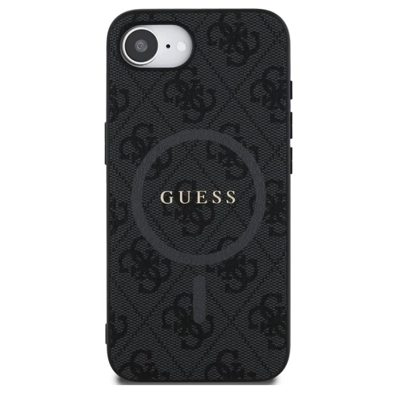 Guess PU Leather 4G Colored Ring Apple iPhone 16e MagSafe tok, fekete