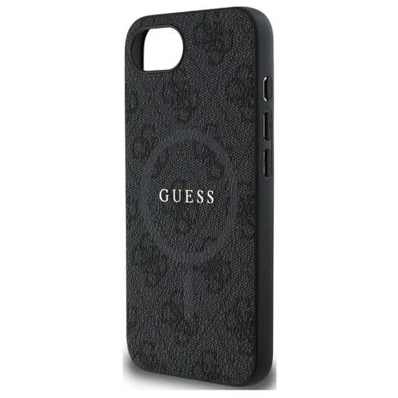 Guess PU Leather 4G Colored Ring Apple iPhone 16e MagSafe tok, fekete