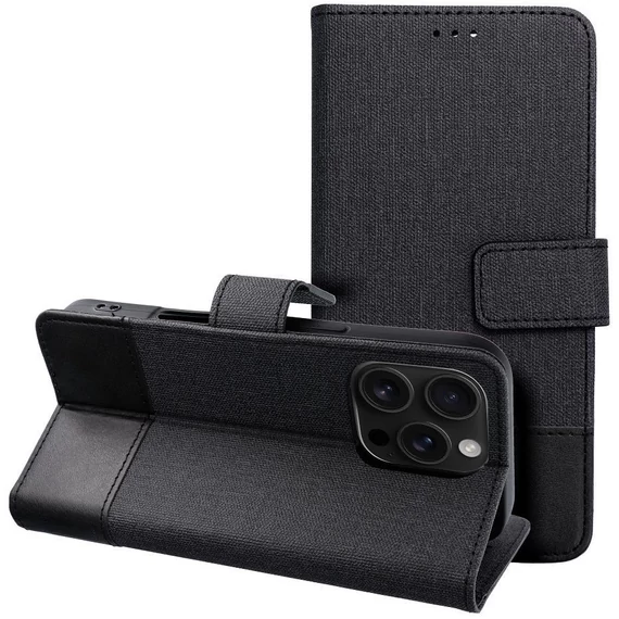 Gomma Samsung Galaxy A56 flip/oldalra nyíló tok kártyatartó résszel, fekete
