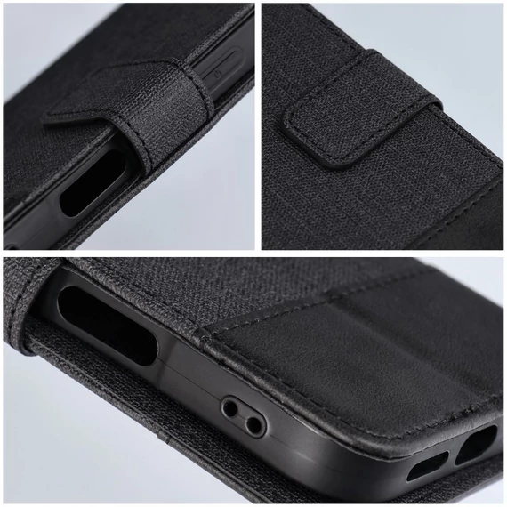Gomma Samsung Galaxy A56 flip/oldalra nyíló tok kártyatartó résszel, fekete