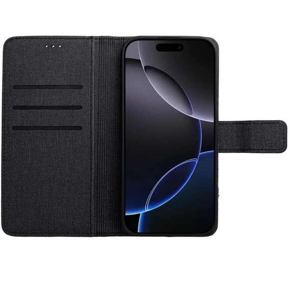 Gomma Samsung Galaxy A56 flip/oldalra nyíló tok kártyatartó résszel, fekete