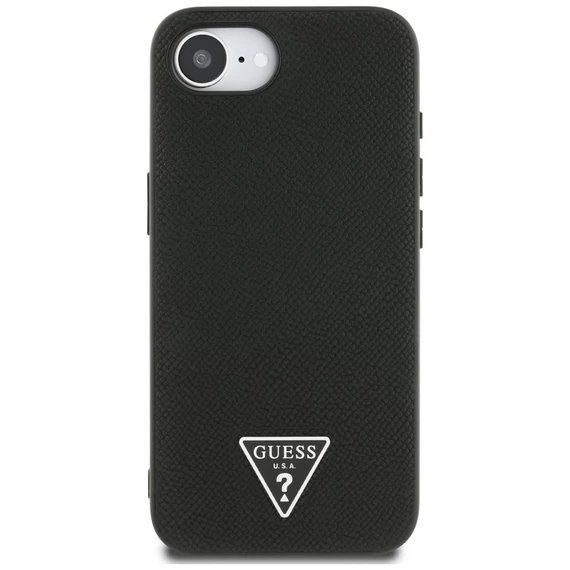 Guess Grained Triangle Apple iPhone 16e MagSafe tok, fekete