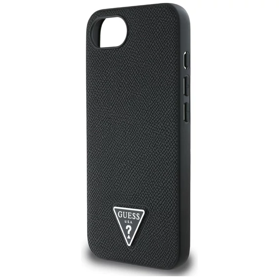 Guess Grained Triangle Apple iPhone 16e MagSafe tok, fekete