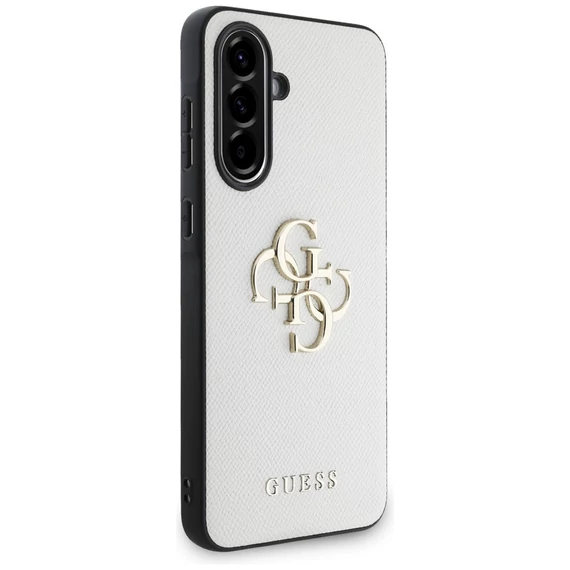 Guess Grained Big 4G Logo Small Classic Logo Samsung Galaxy A56 kemény hátlap tok, bézs