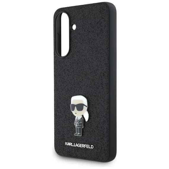 Karl Lagerfeld Fixed Glitter Ikonik Metal Pin Samsung Galaxy A36 hátlap tok, fekete