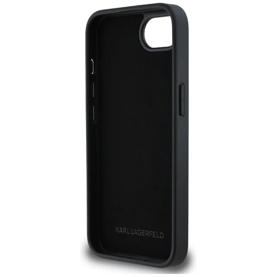 Karl Lagerfeld Fixed Glitter Ikonik Metal Pin Apple iPhone 16e hátlap tok, ezüst