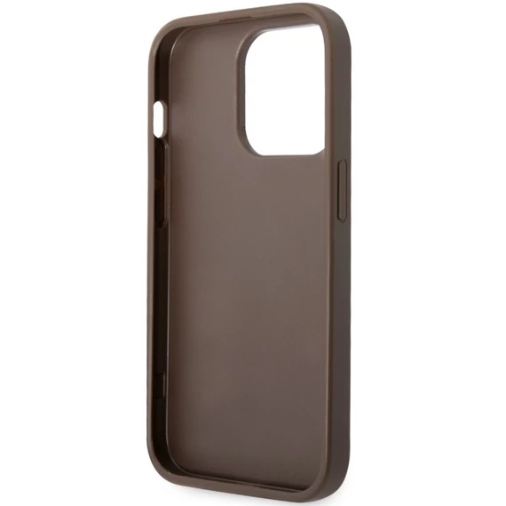 Guess PU 4G Metal Logo Apple iPhone 15 Pro hátlap tok, barna