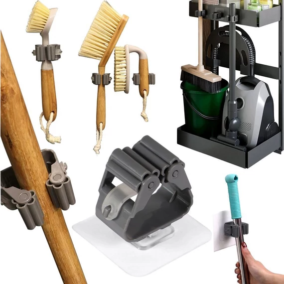 Öntapadós fali seprű / mop tartó RC-K-1152, szürke