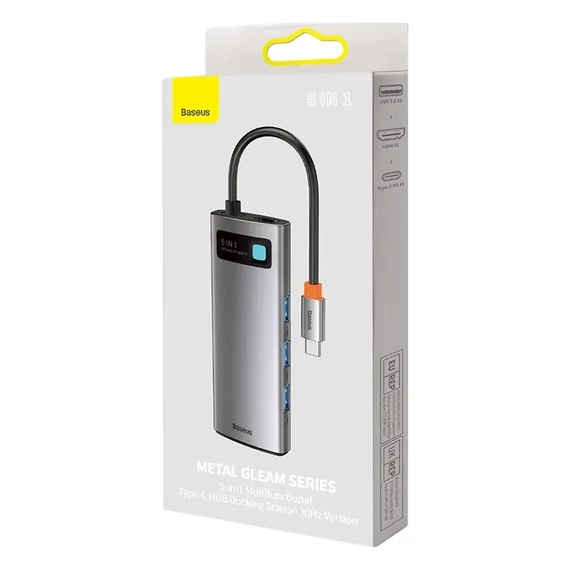 Baseus 5 az 1-ben hub USB-C - 3x USB-A 3.0 + HDMI + USB-C, PD