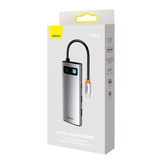 Baseus 7 az 1-ben hub USB-C - 2x USB-A 3.0 + HDMI + USB-C, PD