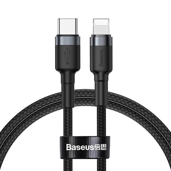 Baseus Cafule USB-C - Lightning PD kábel, 18 W, 1 m, fekete-szürke