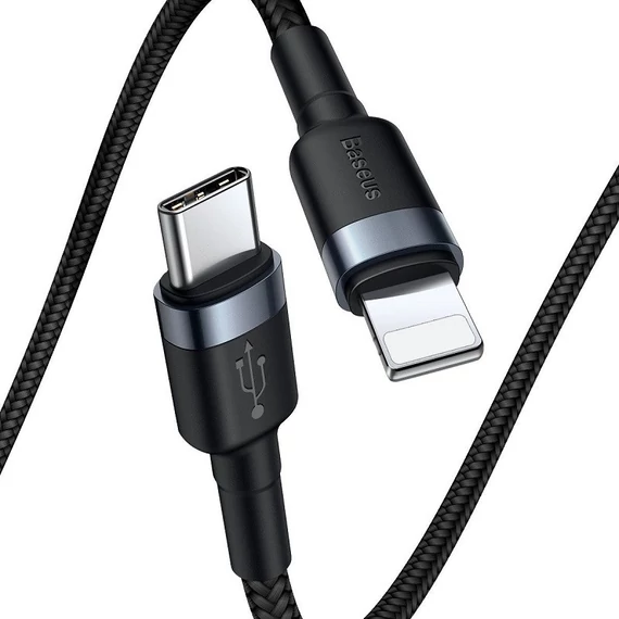 Baseus Cafule USB-C - Lightning PD kábel, 18 W, 1 m, fekete-szürke