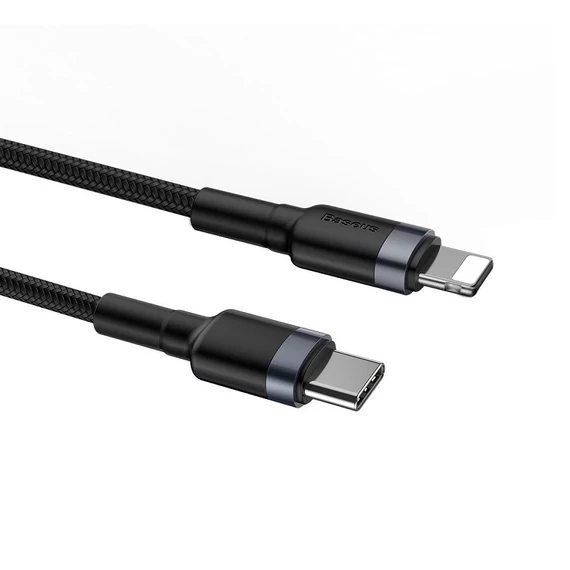 Baseus Cafule USB-C - Lightning PD kábel, 18 W, 1 m, fekete-szürke