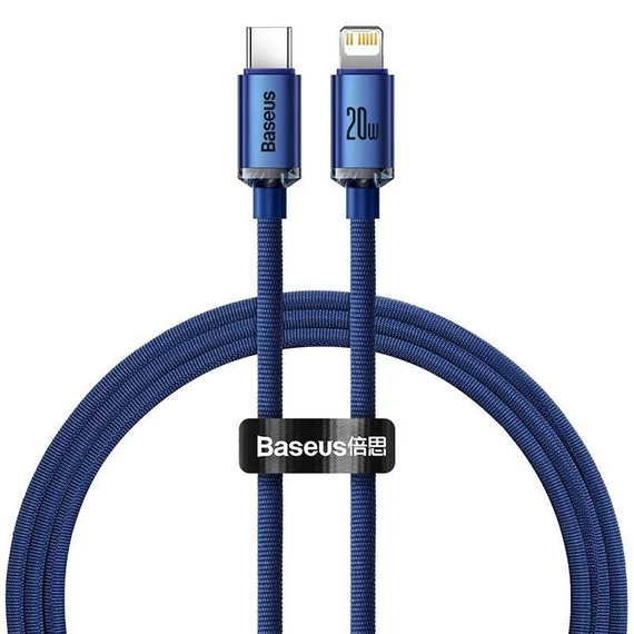 Baseus Crystal Shine USB-C-Lightning kábel, 20W, 1.2m, kék