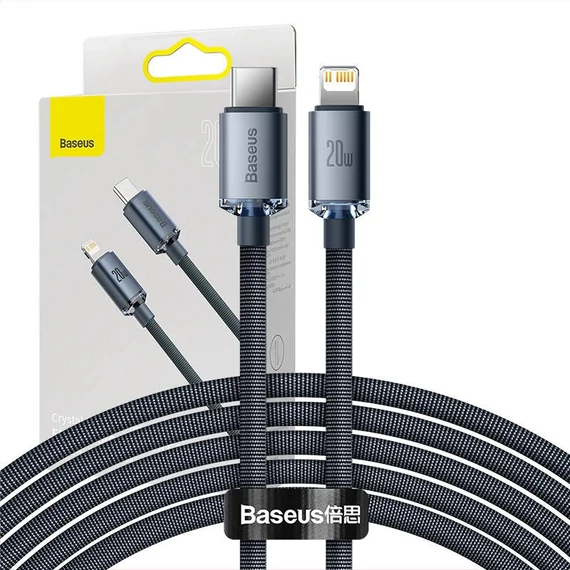 Baseus Crystal Shine USB-C-Lightning kábel, 20W, PD, 2m, fekete
