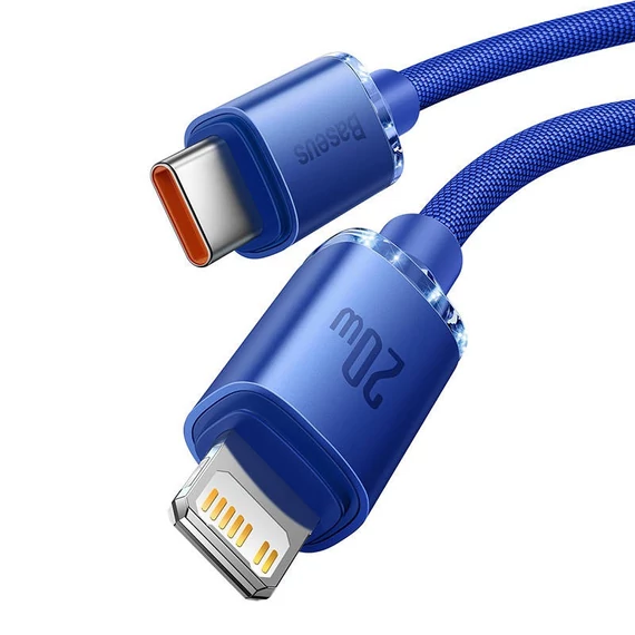 Baseus Crystal Shine USB-C-Lightning kábel, 20W, PD, 2m, kék