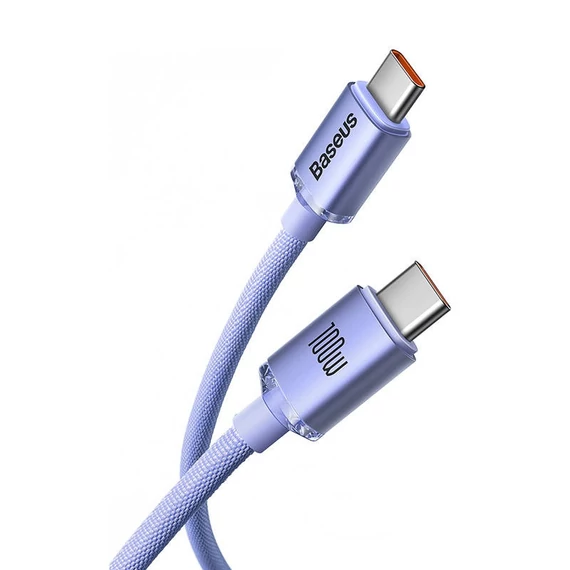 Baseus Crystal Shine USB-C-USB-C kábel, 100W, 2m, lila