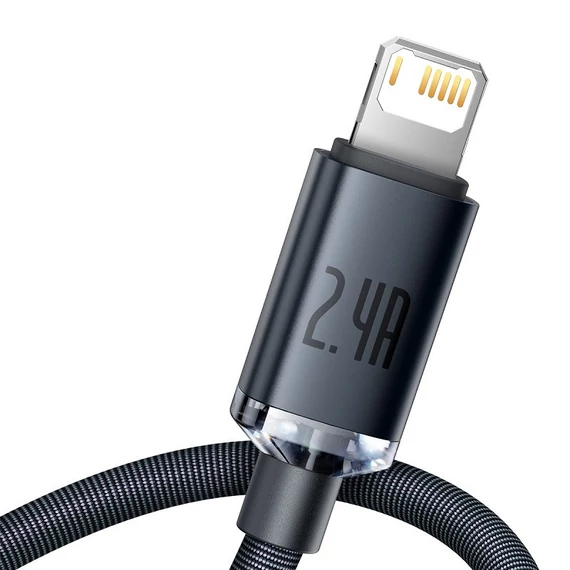 Baseus Crystal Shine USB-Lightning kábel, 2,4A, 2m, fekete