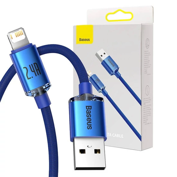 Baseus Crystal Shine USB-Lightning kábel, 2,4A, 2m, kék