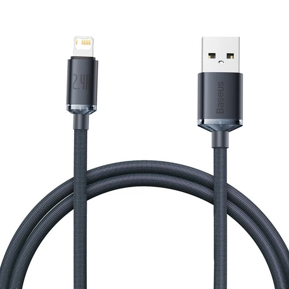Baseus Crystal Shine USB-Lightning kábel, 2.4A, 1.2m, fekete