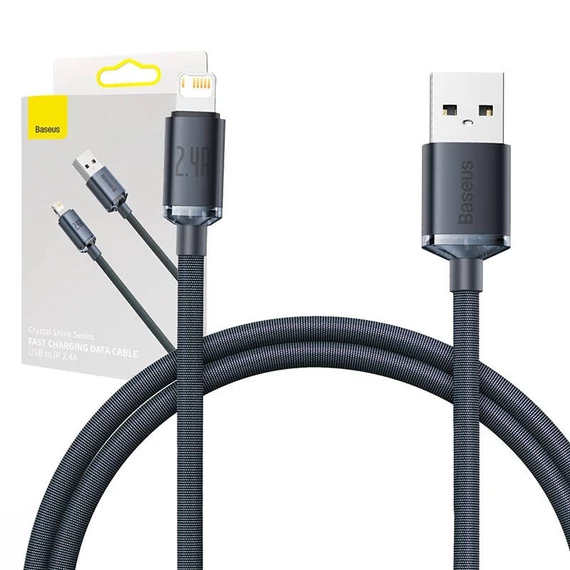 Baseus Crystal Shine USB-Lightning kábel, 2.4A, 1.2m, fekete