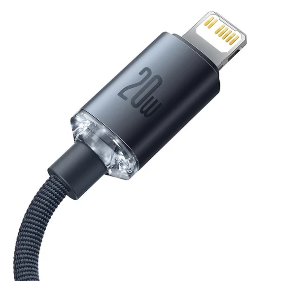 Baseus Crystal USB-C-Lightning kábel, 20W, PD, 1.2m, fekete