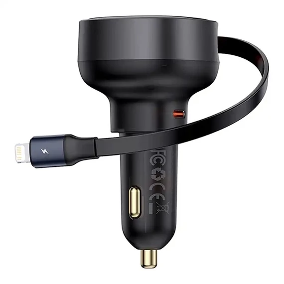 Baseus Enjoyment Pro autós töltő USB-C - Lightning kábellel, 55W, fekete