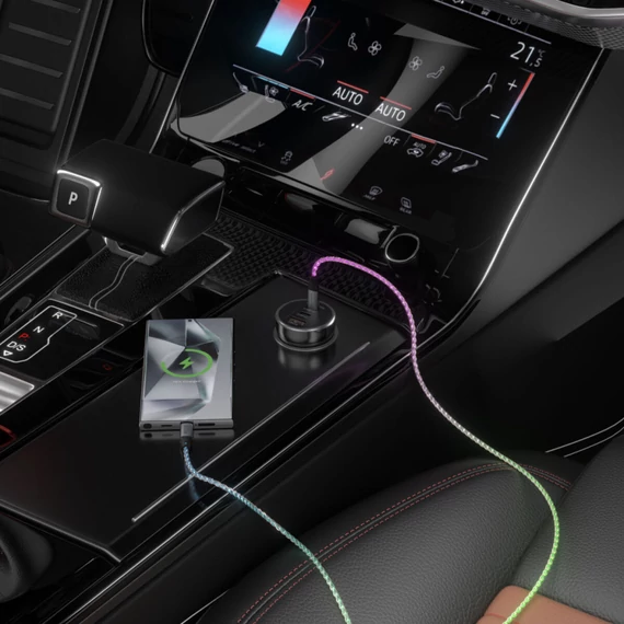 4smarts RGBCord USB-C / USB-C töltő és adatkábel, RGB világítással, 60W, 1.5m, színes