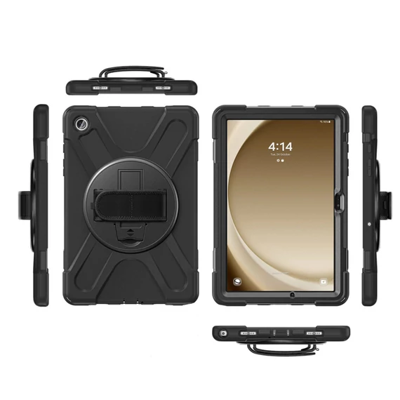 4smarts Rugged Samsung Galaxy Tab S9 FE / S9 / S8 / S7 közepesen ütésálló tok kitámasztóval, fekete