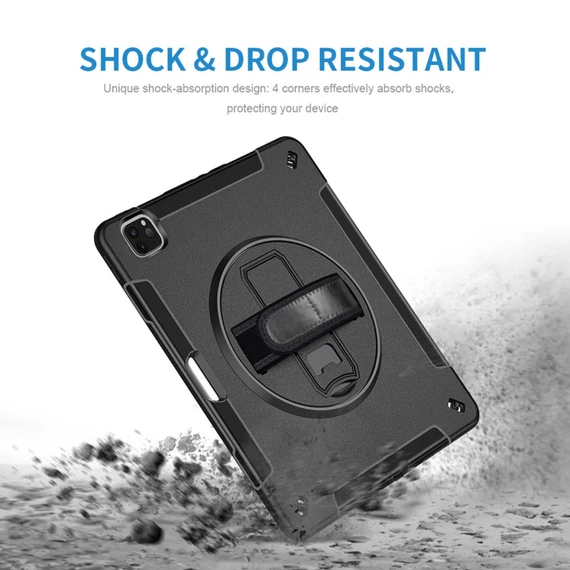 4smarts Rugged Apple iPad 10.9 2022 / iPad 11 2025 közepesen ütésálló tok kitámasztóval, fekete