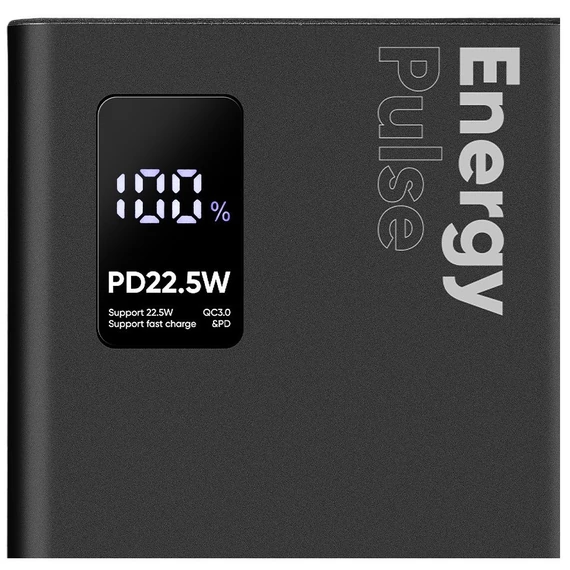 OBAL:ME EnergyPulse powerbank / külső akkumulátor kábellel, digitális kijelzővel, 30000mAh, 22,5W, fekete