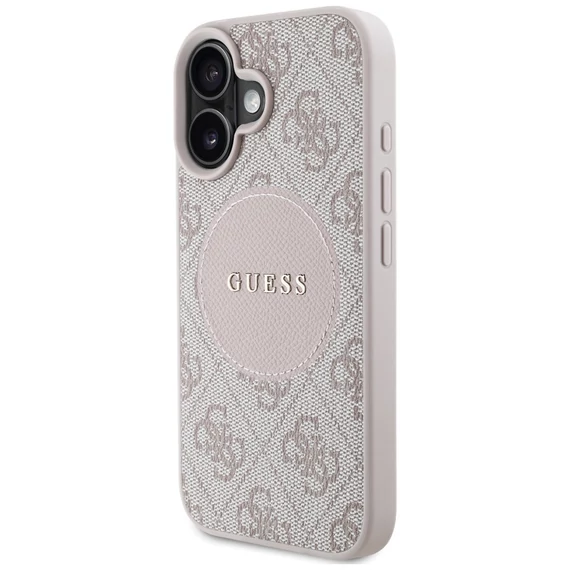 Guess 4G Circle Classic Logo iPhone 16 MagSafe hátlap tok, rózsaszín