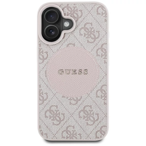 Guess 4G Circle Classic Logo iPhone 16 MagSafe hátlap tok, rózsaszín