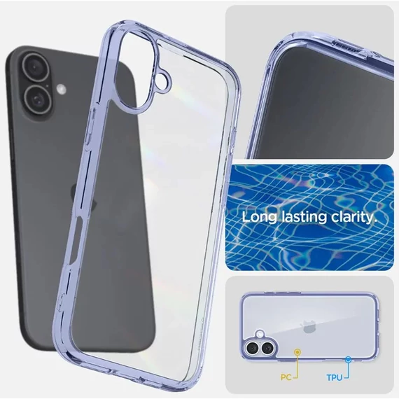 Spigen Ultra Hybrid Apple iPhone 16 tok, Sky Crystal, átlátszó-kék