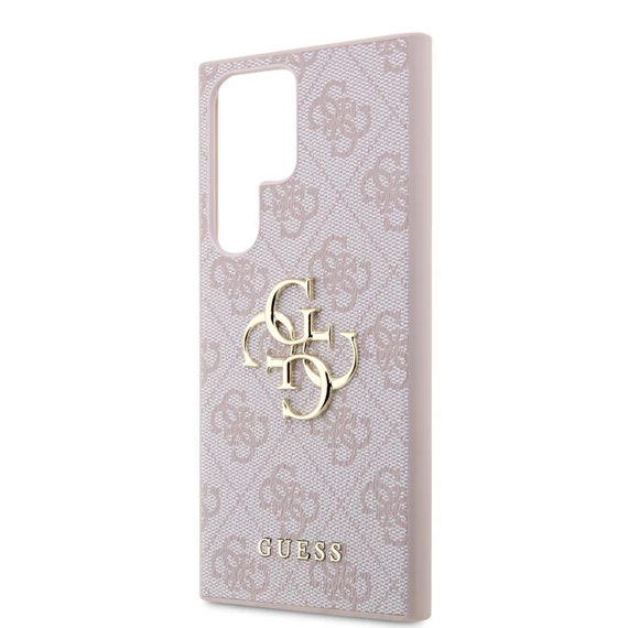 Guess PU 4G Metal Logo Samsung Galaxy S24 Ultra hátlap tok, rózsaszín