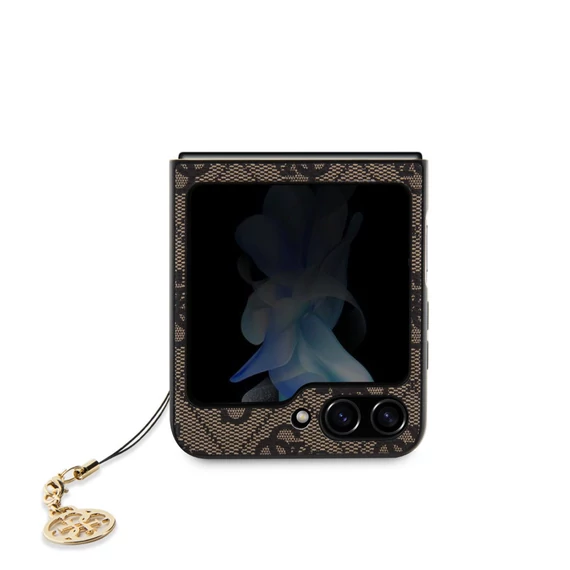 Guess 4G Charms Collection Samsung Galaxy Z Flip 5 kemény hátlap tok, barna